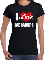 I love Labradors honden t-shirt zwart - dames - Labradors liefhebber cadeau shirt XS