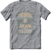 20 Jaar Legendarisch Gerijpt T-Shirt | Mos - Ivoor | Grappig Verjaardag en Feest Cadeau Shirt | Dames - Heren - Unisex | Tshirt Kleding Kado | - Donker Grijs - Gemaleerd - 3XL