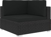 Decoways - Hoekbank 1 st met kussens poly rattan zwart