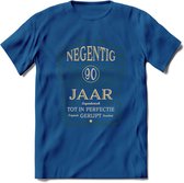 90 Jaar Legendarisch Gerijpt T-Shirt | Mos - Ivoor | Grappig Verjaardag en Feest Cadeau Shirt | Dames - Heren - Unisex | Tshirt Kleding Kado | - Donker Blauw - XXL