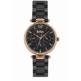 Lee Cooper LC06619.450 - Horloge - Analoog - Dames - Vrouwen - stalen band - Zwart - Rosékleurig