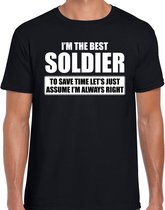 I'm the best soldier - always right t-shirt zwart heren - Cadeau verjaardag t-shirt soldaat XL