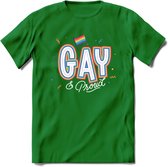 Gay | Pride T-Shirt | Grappig LHBTIQ+ / LGBTQ / Gay / Homo / Lesbi Cadeau Shirt | Dames - Heren - Unisex | Tshirt Kleding Kado | - Donker Groen - 3XL