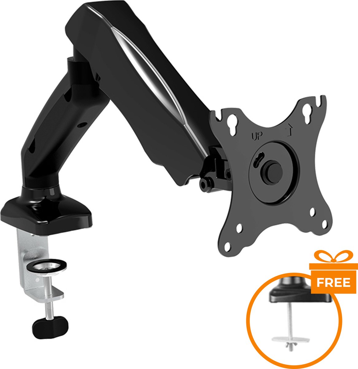 Douxe FM-SPM1 - Gasveer Monitorbeugel - Monitor Arm 13-27 Inch - Full Motion voor op Kantoor en Thuis - Zwart