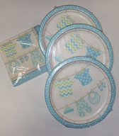16 servetten waslijn babykleertjes blauw voor babyshower of geboortefeestje