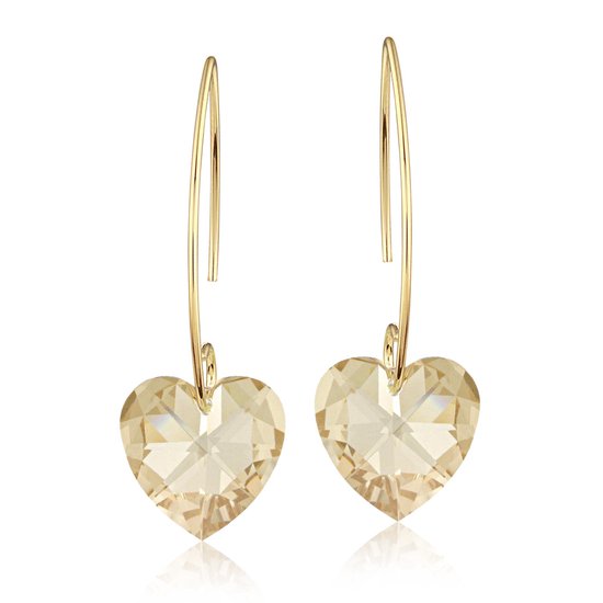 Boucles d'oreilles d'Oreilles Montebello Pippa HG51 - Coeur Swarovski® - Argent 925 Plaqué Or - Ø14mm - 40mm