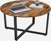 bijzettafel, 88 x 47 cm, rond, banktafel, metalen frame, eenvoudige constructie, industrieel ontwerp, voor woonkamer, slaapkamer, vintage bruin-zwart LCT089B01
