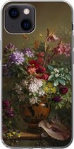 Geschikt voor iPhone 13 mini hoesje - Stilleven met bloemen in een Griekse vaas - Oude meesters - Kunst - Siliconen Telefoonhoesje