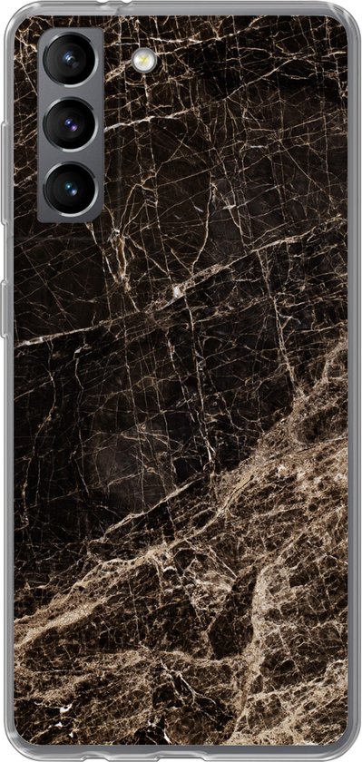 Coque Samsung Galaxy S21 - Marbre - Luxe - Zwart - Siliconen