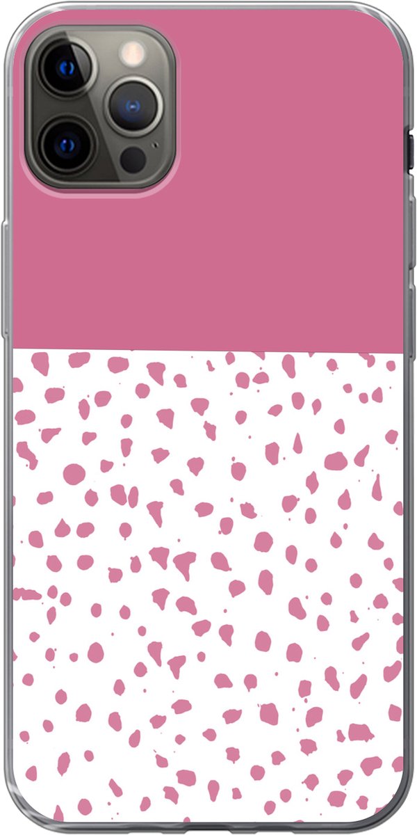 Telefoonhoesje Geschikt voor iPhone 12 Pro Max hoesje - Stip - Roze - Patronen - Siliconen Telefoonhoesje Telefoonhoesje