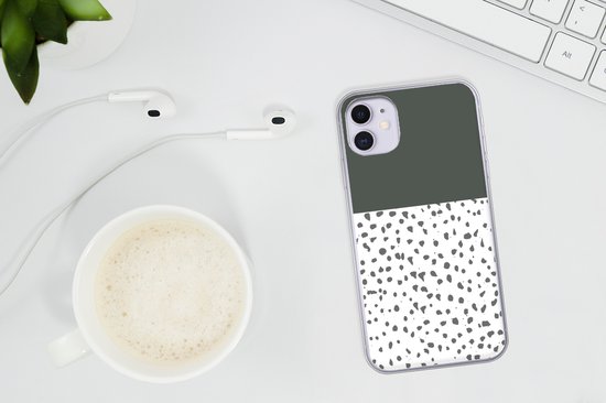 Coque iPhone 11 - Pois - Grijs - Wit - Siliconen