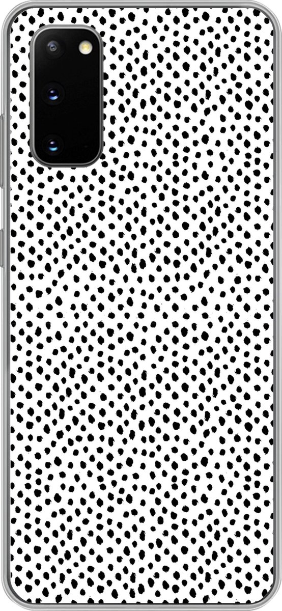 Telefoonhoesje Geschikt voor Samsung Galaxy S20 hoesje - Stippen - Zwart - Wit - Siliconen Telefoonhoesje Telefoonhoesje