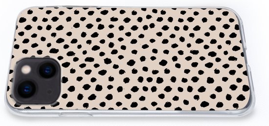 Coque iPhone 13 mini - Pois - Zwart - Beige - Siliconen