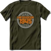 1945 Limited Edition Ring T-Shirt | Zilver - Goud | Grappig Verjaardag en Feest Cadeau Shirt | Dames - Heren - Unisex | Tshirt Kleding Kado | - Leger Groen - XL
