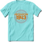 1943 Limited Edition Ring T-Shirt | Zilver - Goud | Grappig Verjaardag en Feest Cadeau Shirt | Dames - Heren - Unisex | Tshirt Kleding Kado | - Licht Blauw - S