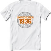 1936 Limited Edition Ring T-Shirt | Zilver - Goud | Grappig Verjaardag en Feest Cadeau Shirt | Dames - Heren - Unisex | Tshirt Kleding Kado | - Wit - S