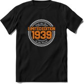 1939 Limited Edition Ring T-Shirt | Zilver - Goud | Grappig Verjaardag en Feest Cadeau Shirt | Dames - Heren - Unisex | Tshirt Kleding Kado | - Zwart - S