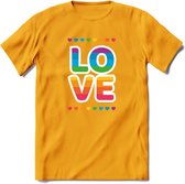 Love | Pride T-Shirt | Grappig LHBTIQ+ / LGBTQ / Gay / Homo / Lesbi Cadeau Shirt | Dames - Heren - Unisex | Tshirt Kleding Kado | - Geel - 3XL