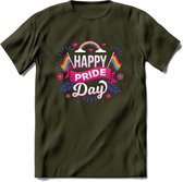 Pride Day | Pride T-Shirt | Grappig LHBTIQ+ / LGBTQ / Gay / Homo / Lesbi Cadeau Shirt | Dames - Heren - Unisex | Tshirt Kleding Kado | - Leger Groen - XXL