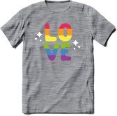 Love | Pride T-Shirt | Grappig LHBTIQ+ / LGBTQ / Gay / Homo / Lesbi Cadeau Shirt | Dames - Heren - Unisex | Tshirt Kleding Kado | - Donker Grijs - Gemaleerd - XXL
