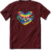 Pride Day | Pride T-Shirt | Grappig LHBTIQ+ / LGBTQ / Gay / Homo / Lesbi Cadeau Shirt | Dames - Heren - Unisex | Tshirt Kleding Kado | - Burgundy - XXL