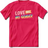 Love Has No Gender | Pride T-Shirt | Grappig LHBTIQ+ / LGBTQ / Gay / Homo / Lesbi Cadeau Shirt | Dames - Heren - Unisex | Tshirt Kleding Kado | - Roze - S