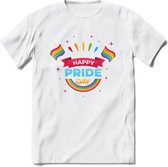 Happy Pride Day | Pride T-Shirt | Grappig LHBTIQ+ / LGBTQ / Gay / Homo / Lesbi Cadeau Shirt | Dames - Heren - Unisex | Tshirt Kleding Kado | - Wit - M