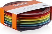 Le Creuset Aardewerken Regenboog set ontbijtbordjes per 6 22cm