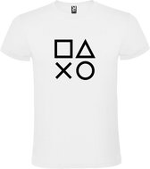 Wit T-shirt ‘PlayStation Buttons’ Zwart Maat 4XL
