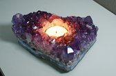 Amethist theelichthouder ruw met kristalpunten | FLOATY STONE