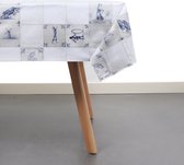 Raved Tafelzeil Holland Tegels  140 cm x  600 cm - Wit - PVC - Afwasbaar