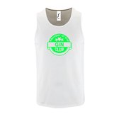Witte Tanktop sportshirt met "Member of the Gin club" Print Neon Groen Size L