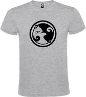 Grijs T-shirt ‘Yin Yang Katten’ Zwart Maat 3XL