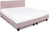 Beddenleeuw Boxspring Bed Nora - 200x210 - Incl. Hoofdbord + Matras - Oud roze Stof