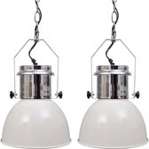Moderne metalen hanglamp (wit, set van twee)