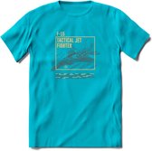 F-15 Vliegtuig T-Shirt | Unisex leger Kleding | Dames - Heren Straaljager shirt | Army F16 | Grappig bouwpakket Cadeau | - Blauw - 3XL