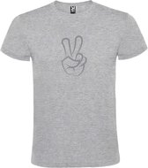 Grijs  T shirt met  "Peace  / Vrede teken" print Zilver size XXXL