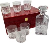 Geschenkset Skye met Karaf en 6 Skye Whiskyglazen in houten presentatiebox - Loodkristal - Glencairn Crystal Scotland