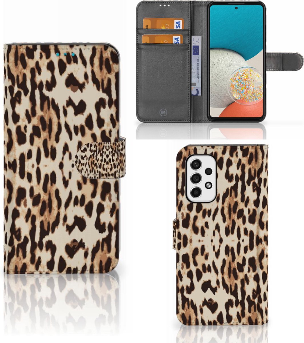 Samsung Galaxy A53 Telefoonhoesje met Pasjes Leopard
