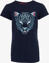 TwoDay meisjes T-shirt met tijgerkop - Blauw - Maat 170