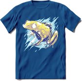 Dieren T-Shirt | Kikker shirt Heren / Dames | Wildlife frog kleding cadeau - Donker Blauw - XXL