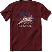 F-15 Vliegtuig T-Shirt | Unisex leger Kleding | Dames - Heren Straaljager shirt | Army F16 | Grappig bouwpakket Cadeau | - Burgundy - L