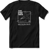 AV-8B Vliegtuig T-Shirt | Unisex leger Kleding | Dames - Heren Straaljager shirt | Army F16 | Grappig bouwpakket Cadeau | - Zwart - S