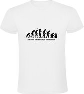Something, somewhere went terribly wrong | Heren T-shirt | Wit | Er ging ergens iets vreselijk mis | Aap | Holbewoner | Homo Erectus | Mens | Darwin | Evolutie | Computer | Technie