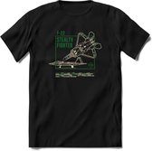 F-22 Vliegtuig T-Shirt | Unisex leger Kleding | Dames - Heren Straaljager shirt | Army F16 | Grappig bouwpakket Cadeau | - Zwart - M