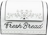 Clayre & Eef Boîte de rangement 30x20x20 cm Blanc Marron Métal Fleurs Fresh Bread Coffre de rangement