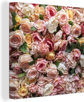 Toile Peinture Roses - Couleurs - Mur - 20x20 cm - Décoration murale