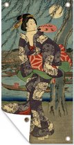 Tuinposter Japanse houtsnede van Utagawa Hiroshige - 30x60 cm - Tuindoek - Buitenposter