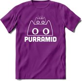 Purrramid - Katten T-Shirt Kleding Cadeau | Dames - Heren - Unisex | Kat / Dieren shirt | Grappig Verjaardag kado | Tshirt Met Print | - Paars - L