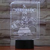 3D Led Lamp Met Gravering - RGB 7 Kleuren - Vuurtoren